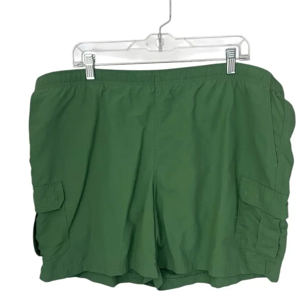L.L. Bean Cargo Swim Trunks Green Lined Pockets Beach Pool Vacation Resort XL